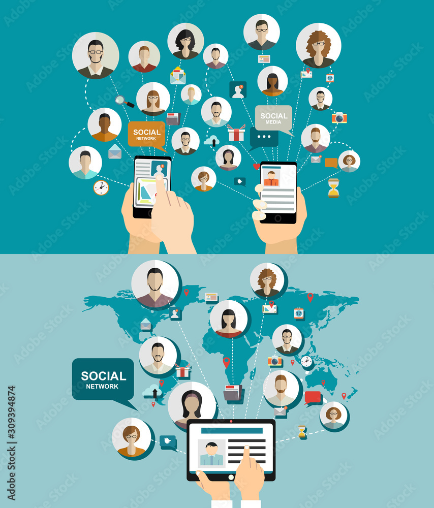 Poster global social network abstract scheme.