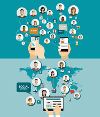 Global social network abstract scheme.