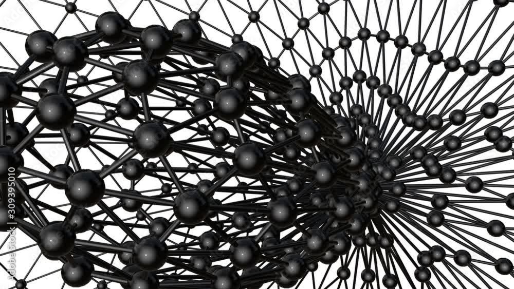 Poster black mesh figure slowly deforms on a white background. animated abstract background. 3d render