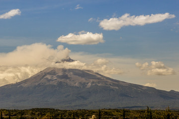 fumarole coming out of the volcano Popocatepetl crater