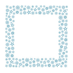ornament border or frame with snowflake and star for Christmas holiday cards or backgrounds, stock vector illustration