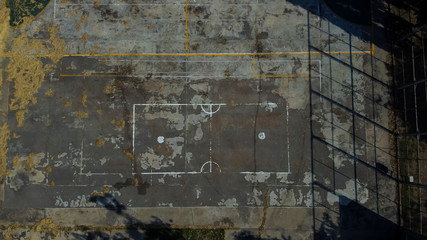 High angle view of old sport court in town.