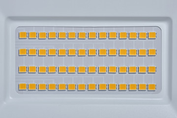 SMD LEDs on PCB board. macro photography of LED bulb elements
