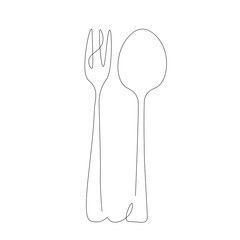 Fork and spoon on white background, vector illustration