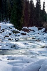 Fototapeta premium アルティンアラシャンの冬の川