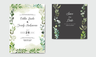 Fototapeta na wymiar luxury and beauty floral wedding invitation template
