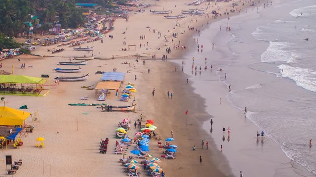 Beauty Arambol beach landscape timelapse, Goa state, India.
