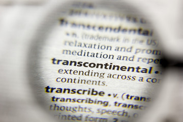 The word or phrase Transcontinental in a dictionary.