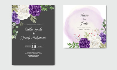 luxury and beauty floral wedding invitation template