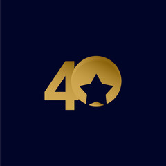 40 Years Anniversary Star Ball Gold Celebration Vector Template Design Illustration