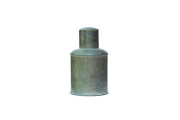 aluminium antique can isolated .