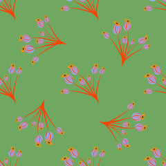 Fototapeta na wymiar Flora and fauna pattern in hight quality ready for textile, paper or web design. Wild forest flowers and birds seamless pattern. Colorful design. Vector illustration