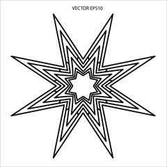 Abstract 8-eight star. Mystic geometric symbol. Coloring book vector element. Digital line art. Star can be used for printing, design or social media templates.