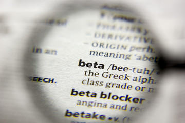The word or phrase Beta in a dictionary.