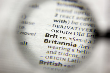 The word or phrase Brit in a dictionary.