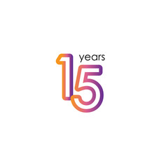 15 Years Anniversary Color full elegant Celebration Vector Template Design Illustration