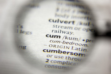 The word or phrase Cum in a dictionary.