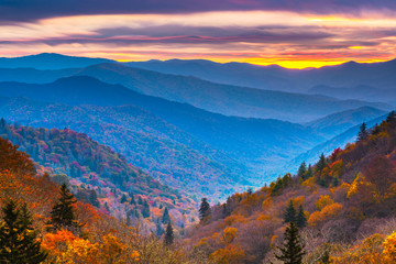 Obrazy na Szkle  Park Narodowy Gór Smoky, Tennessee, USA jesienny krajobraz