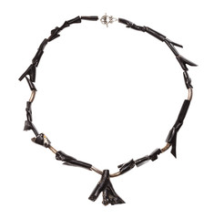 necklace from polished black coral twigs isolated