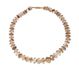 necklace from faceted Smoky quartz isolated