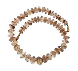 coiled necklace from faceted Smoky quartz isolated