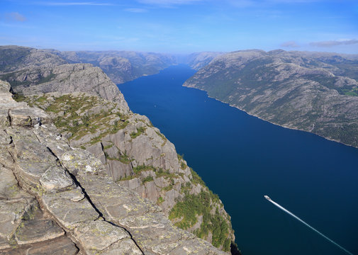 Lysefjord aerial view from the top of the mountain near Stavanger