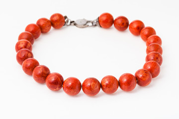 necklace from natural polished red coral balls