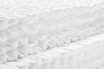 A closeup of a spring block sleeping mattress