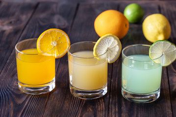 Assortment of citrus juices
