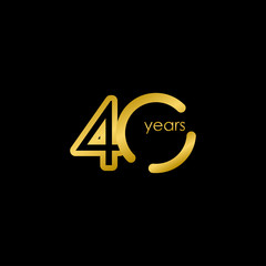 40 Years Anniversary elegant Gold Celebration Vector Template Design Illustration