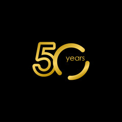50 Years Anniversary elegant Gold Celebration Vector Template Design Illustration