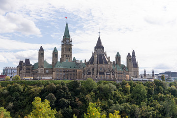 Fototapeta na wymiar View of the Parliament Buildings in Ottawa. Ontario. Canada
