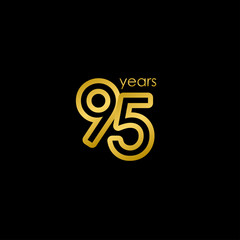 95 Years Anniversary elegant Gold Celebration Vector Template Design Illustration