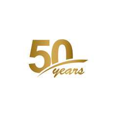 50 Years Anniversary elegant Gold Line Celebration Vector Template Design Illustration - obrazy, fototapety, plakaty