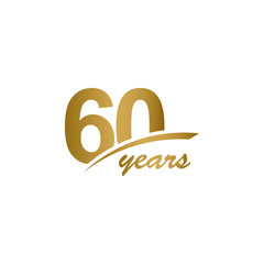 60 Years Anniversary elegant Gold Line Celebration Vector Template Design Illustration - obrazy, fototapety, plakaty