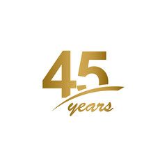 45 Years Anniversary elegant Gold Line Celebration Vector Template Design Illustration