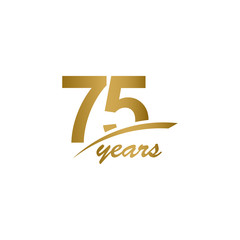 75 Years Anniversary elegant Gold Line Celebration Vector Template Design Illustration - obrazy, fototapety, plakaty