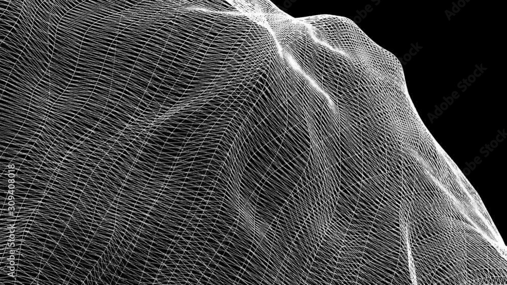 Aufkleber white figure slowly deforms on a black background. abstract animated background. 3d render