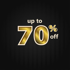 Discount up to 70% off Label Price Gold Vector Template Design Illustration