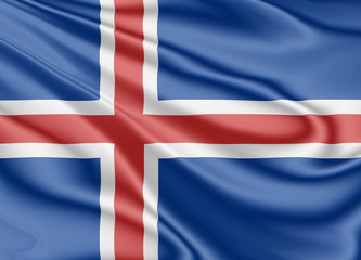 Fototapeta premium Iceland flag fluttering in the wind