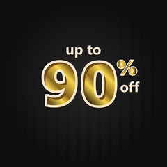 Discount up to 90% off Label Price Gold Vector Template Design Illustration