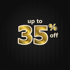 Discount up to 35% off Label Price Gold Vector Template Design Illustration