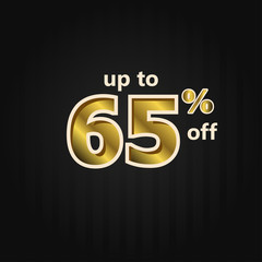 Discount up to 65% off Label Price Gold Vector Template Design Illustration