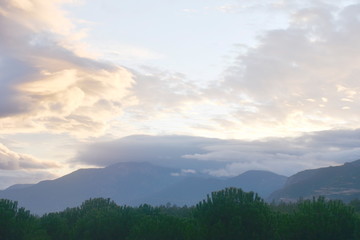 clouds over mountains