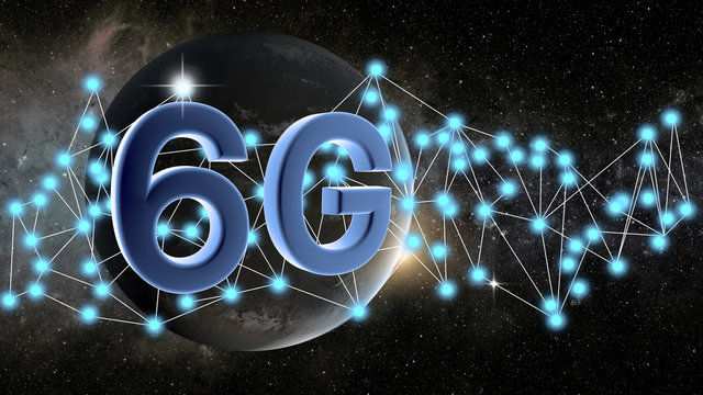 3D graphics, 6G futuristic communication technology concepts,network technology graphic background, Earth image provided by Nasa.Elements of this image furnished by NASA	