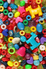 Colourful plastic beads close up
