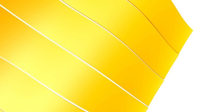yellow three-dimensional stripes move in waves. warping animated background. 3d render