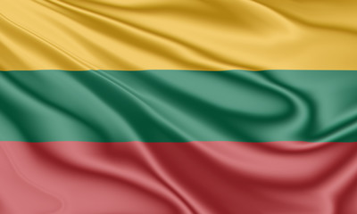 Obraz premium Flag of Lithuania fluttering in the wind