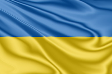 Flag of Ukraine fluttering in the wind