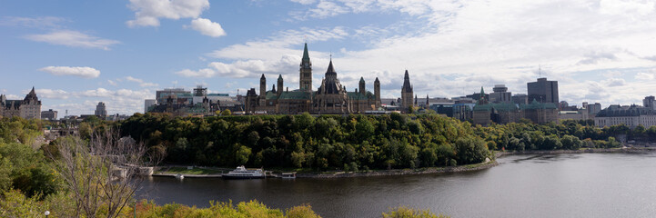 Fototapeta na wymiar View of the Parliament Buildings in Ottawa. Ontario. Canada. Panoramic image
